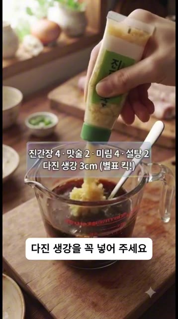 진간장 4큰술, 맛술 2큰술, 미림 4큰술, 설탕 2큰술, 다진 생… — 겉바속촉 10분 만에 끝내는 초간단 밥도둑 니쿠마키 레시피