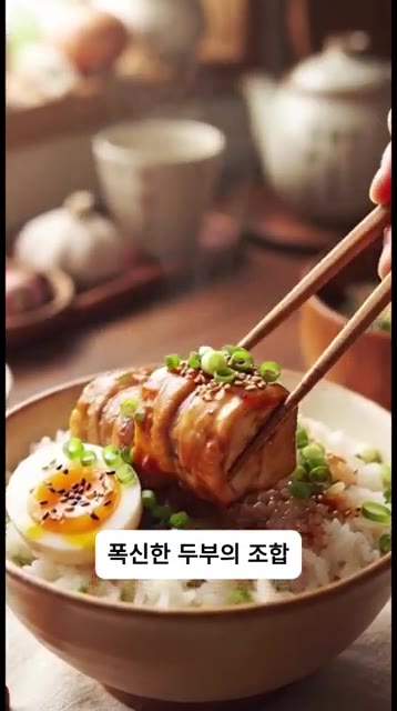 완성된 니쿠마키를 밥 위에 올리고 송송 썬 대파와 통깨를 뿌려주면… — 겉바속촉 10분 만에 끝내는 초간단 밥도둑 니쿠마키 레시피