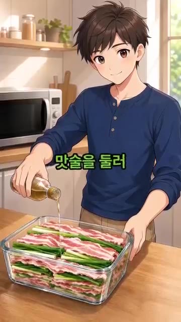 진간장 2큰술, 식초 1큰술, 설탕 0.5큰술에 썰어둔 청양고추 1… — 전자레인지 8분 대패삼겹 수육