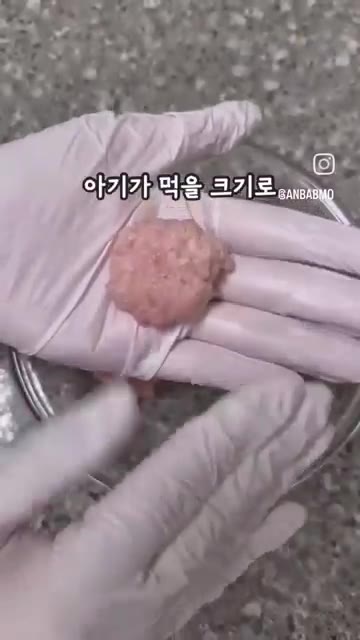 아기가 먹기 좋은 크기로 동그랗게 모양을 잡아줍니다. — 단백질+식이섬유 듬뿍! 돼지고기무전