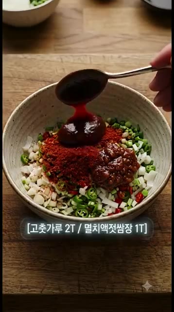 볼에 고춧가루 2T, 멸치액젓쌈장 1T, 물엿 2T, 양조식초 1T… — 5분 완성 인생 새우젓무침 황금레시피 (탄산수가 신의 한 수!)