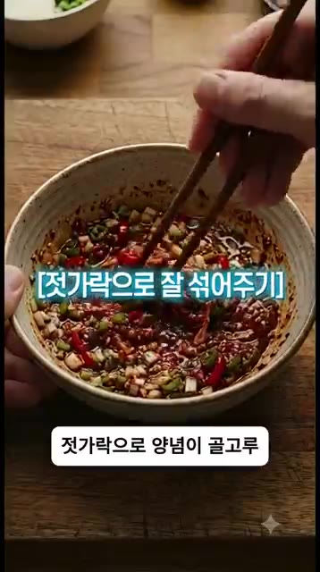 준비된 모든 재료를 넣고 젓가락으로 양념이 골고루 배도록 잘 섞어줍니다. — 5분 완성 인생 새우젓무침 황금레시피 (탄산수가 신의 한 수!)