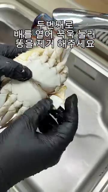 배를 열어 똥을 눌러 제거해주세요. — 가을 제철 꽃게찜 레시피