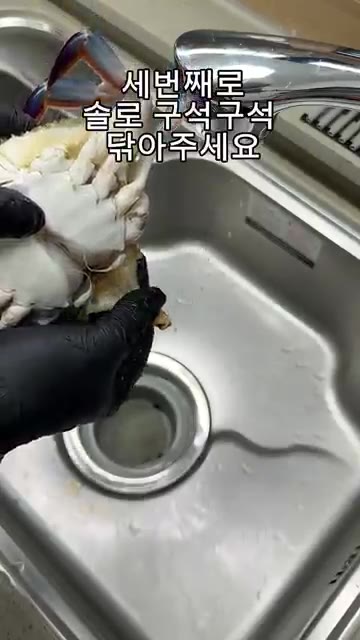솔로 꽃게를 구석구석 깨끗하게 닦아주세요. — 가을 제철 꽃게찜 레시피