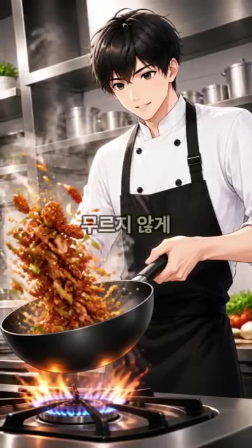 불을 세게 켜고 채소 숨이 죽기 직전까지 빠르게 볶아줍니다. — 식당 사장님도 쓰는 제육볶음