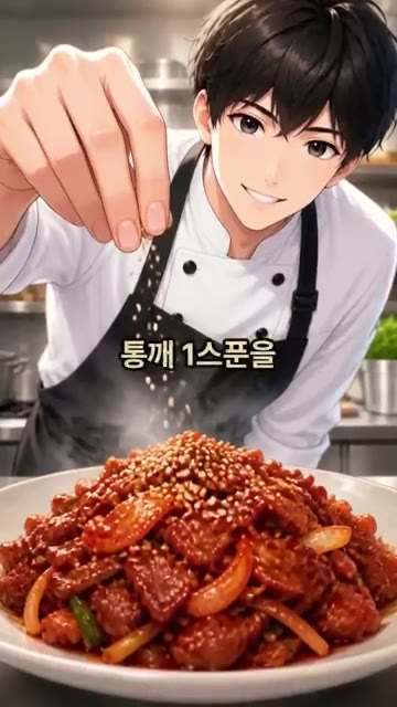 마지막으로 통깨 1큰술을 솔솔 뿌려 마무리해줍니다. — 식당 사장님도 쓰는 제육볶음