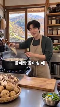 멸치 육수에 감자와 버섯을 넣고 감자가 익을 때까지 끓입니다. — 들깨탕 들깨가루 그냥 뿌리지 마세요! 걸쭉하고 고소한 시니어 국 요리
