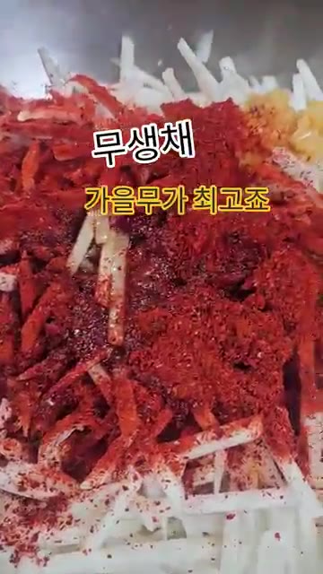 고춧가루 3큰술, 설탕 1큰술, 간장 1큰술, 식초 1큰술, 다진… — 가을 무생채 맛있게 담그는 법
