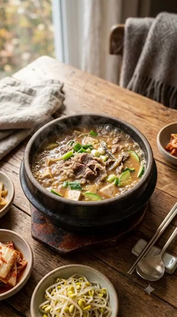차돌 청국장 재료를 종이컵으로 계량하여 냄비에 넣고 끓인다. — 종이컵으로 끝내는 가을 저녁! 캡처해서 만드세요