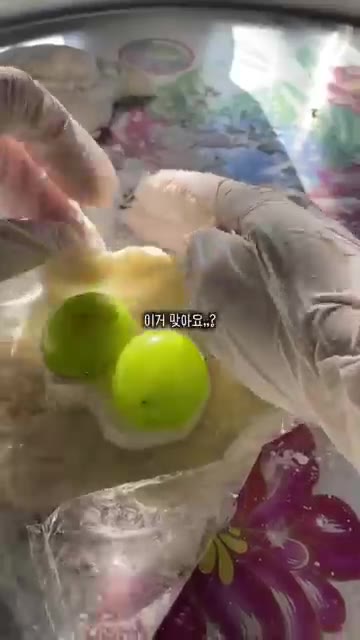 반죽을 적당한 크기로 나누어 동그랗게 빚고, 으깬 과일을 넣어 빚어준다. — 요즘 유행하는 한정선 만들기