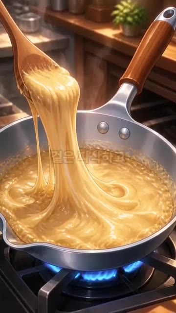 녹인 마시멜로우를 꼬지에 꽂은 딸기에 돌돌 말아 코팅합니다. — 바삭쫀득 딸기 마시멜로우 레시피