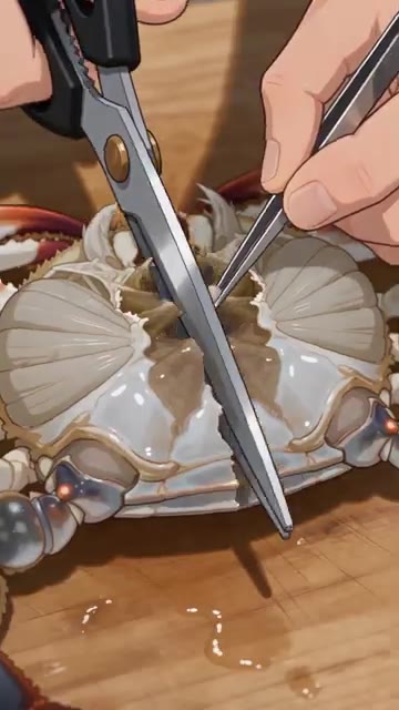 꽃게의 배딱지와 아가미, 모래주머니를 제거하고 반으로 잘라줍니다. — 얼큰한 꽃게탕 끓이는 법