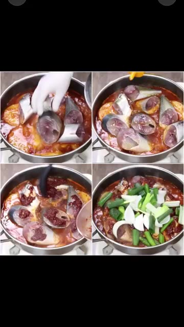 만든 양념장을 고등어 위에 골고루 바른다. — 매콤한 양념에 무까지 맛있는 고등어무조림