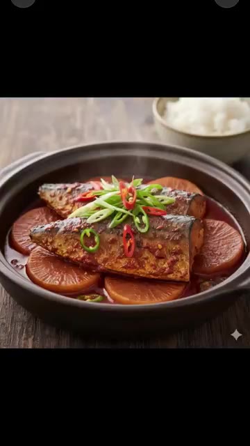 국물이 자작해지고 재료가 익으면 완성된다. — 매콤한 양념에 무까지 맛있는 고등어무조림