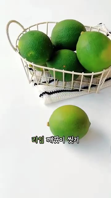 라임은 깨끗이 씻어 껍질만 얇게 벗겨 준비한다. — 실패없이 상큼하고 부드러운 라임 푸딩 만드는 방법