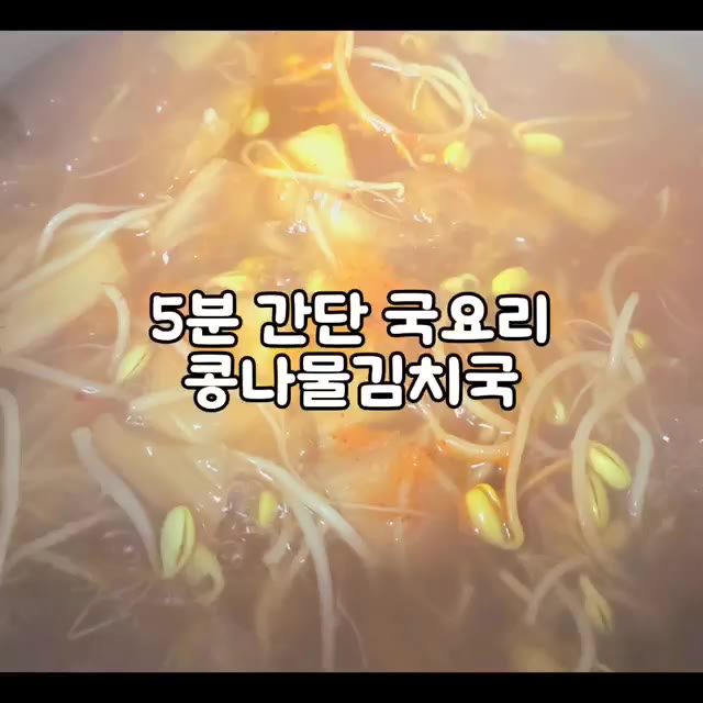 물에 콩나물 300g을 넣고 끓입니다. — 5분간단 국요리 (콩나물김치국)