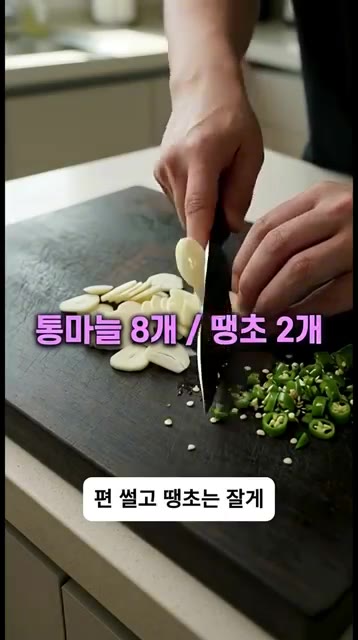 통마늘은 편으로 썰고, 청양고추는 잘게 다져 알싸한 맛을 더합니다. — 사 먹지 마세요! 평생 써먹는 특급 양념굴무침 황금레시피