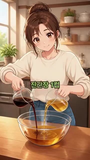 볼에 간장 1컵, 물 1컵, 올리고당 0.5컵을 넣고 설탕 2큰술을… — 쫀득 밥도둑 계란장