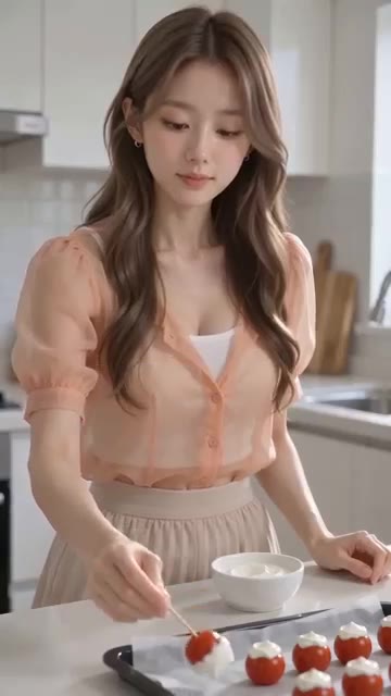 이쑤시개로 토마토를 콕 찍어 요거트 혼합물에 담갔다가 유산지에 올린다. — 토마토에 요거트를 입힌다고? 한입 서걱 캔디