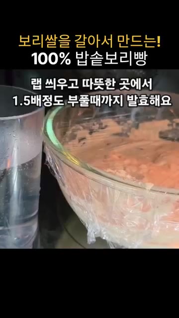 반죽을 랩으로 덮어 따뜻한 곳에서 1.5배 부풀 때까지 25분간 발… — 밥솥으로 만드는 100% 보리빵 레시피