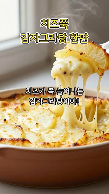 치즈가 쭉 늘어나는 감자그라탕을 만들어 볼게요. — 치즈 쭉 늘어나는 감자그라탕 한 판