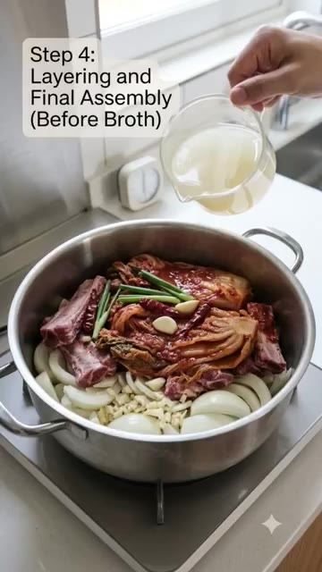 김치 등갈비찜이 완성되었습니다. 따뜻하게 즐기세요. — 따뜻한 집밥: 김치 등갈비찜