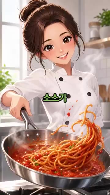 삶은 파스타 면 100g과 면수 5스푼을 넣고 센 불에서 1분간 면… — 고추장 파스타 레시피
