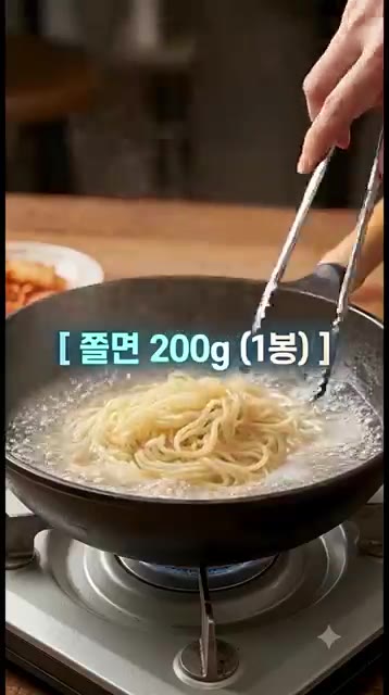 쫄면 200g은 70%만 익도록 삶아 찬물에 헹궈 전분기를 제거한다… — 야끼우동 긴장해! 비비지 말고 볶는 '해물 야끼쫄면' 황금레시피