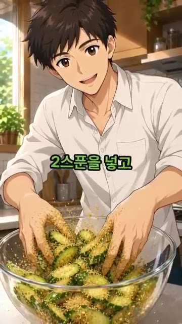 탈피 들깨가루 2스푼을 넣고 조물조물 버무려줍니다. — 오이에 들깨가루 넣었더니 기절함!