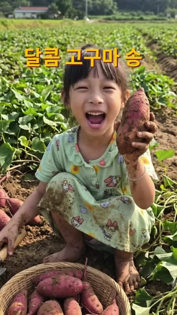 밭에서 직접 수확한 고구마를 씻어 준비한다. — 손녀가 직접 심고 거둔 고구마 & 달콤한 고구마맛탕 만들기 🍠