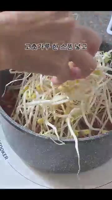 콩나물을 듬뿍 올리고 뚜껑을 닫아 한소끔 끓인다. — 남편이 극찬한 칼칼 시원 김치콩나물국