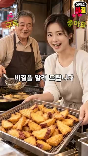 팬에 식용유 2큰술과 설탕 65~70g을 넣고 젓지 않고 팬을 돌려… — 겉바속촉 고구마맛탕 시장 사장님 비법