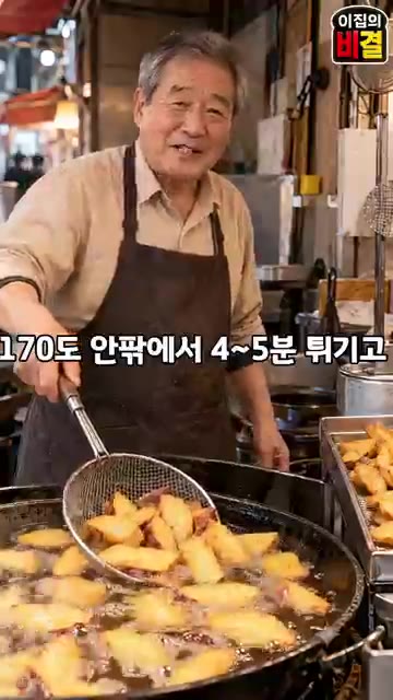 시럽이 갈색이 되면 불을 끄고 튀긴 고구마를 넣어 재빨리 버무립니다. — 겉바속촉 고구마맛탕 시장 사장님 비법
