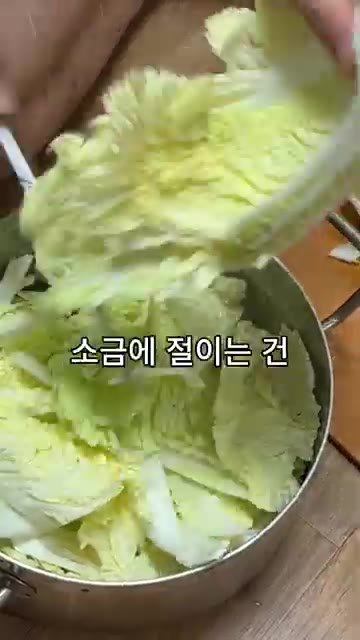 배추를 먹기 좋은 크기로 길쭉길쭉하게 썰어줍니다. 김장할 때처럼 통… — 10분 만에 끝내는 마약 김치 레시피