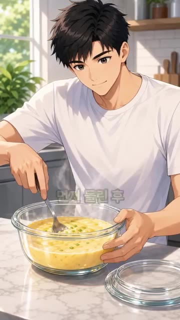 뚜껑을 덮어 전자레인지에 3분간 먼저 돌린 후, 위아래를 가볍게 섞… — 전자레인지 두부 계란찜