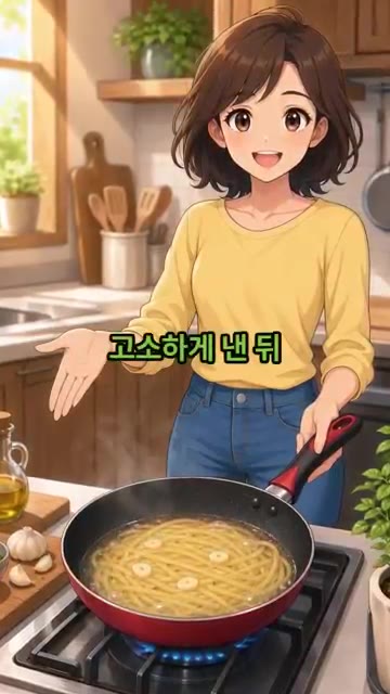 중불에서 면이 촉촉하게 익을 때까지 10분간 보글보글 끓여줍니다.… — 원팬 알리오 올리오 파스타 레시피