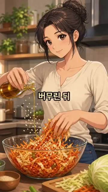 볼에 양배추를 담고 고춧가루 2스푼, 식초 2스푼을 넣어줍니다. — 샐러드 대신 이거! 양배추 생채