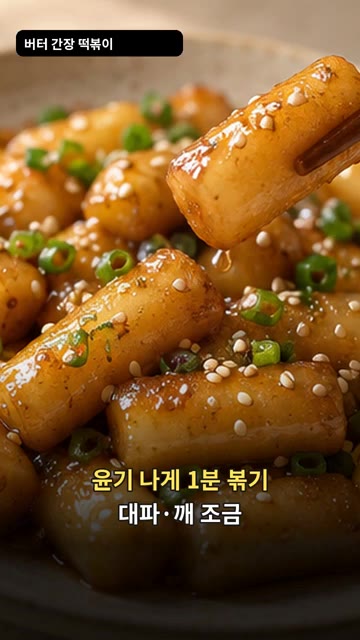 윤기가 나도록 1분 더 볶아주세요. — 버터 간장 떡볶이