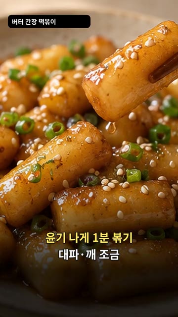 대파와 깨를 조금 뿌려주면 완성입니다. — 버터 간장 떡볶이
