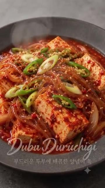 청양고추와 대파를 넣고 한소끔 더 끓여줍니다. 그릇에 담아 맛있게… — 두부두루치기 만들기
