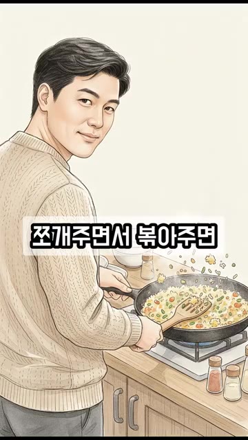 밥이 속까지 충분히 뜨겁게 데워지고 고슬고슬해지면 완성입니다. — 즉석밥으로 고슬고슬한 볶음밥 만드는 비법