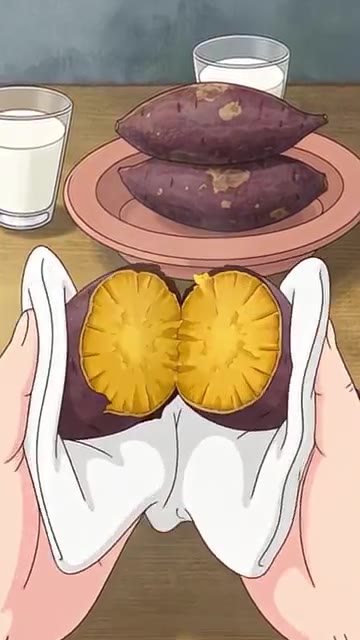 김이 나는 촉촉한 밤고구마를 반으로 갈라 완성한다. — 밤고구마 퍽퍽한 사람, 이거 하나 빼먹었어요
