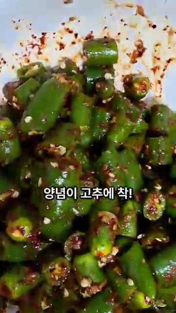썰어둔 청양고추에 양념을 넣고 골고루 버무려줍니다. — 청양고추 김치 만들기: 밥도둑 반찬