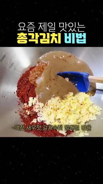 액젓, 새우젓, 갈치속젓을 1:1:1 비율로 섞고 도토리죽을 쑤는… — 요즘 제일 맛있는 총각김치 비법