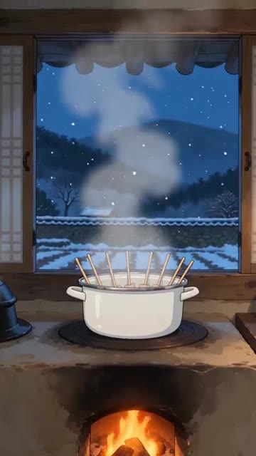 꼬치에 꽂은 어묵을 육수에 세워 넣고 함께 끓인다. — 겨울 어묵탕 레시피: 맑은 국물에 통통한 꼬치어묵 끓이기