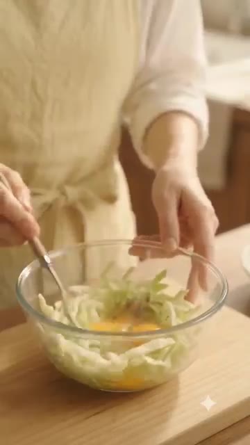 볼에 썰어둔 양배추와 계란 2개, 소금, 후추를 넣습니다. 잘 섞어… — 초간단 3분 완성: 전자레인지 양배추 계란 슬라이스