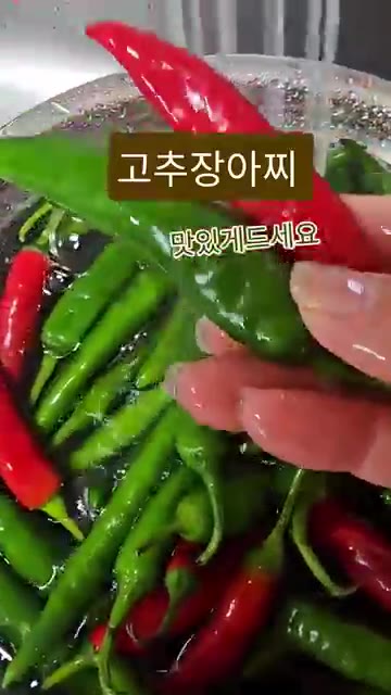고추를 깨끗하게 씻어 꼭지와 끝부분을 잘라줍니다. — 고추장아찌 맛있게 담그는 법