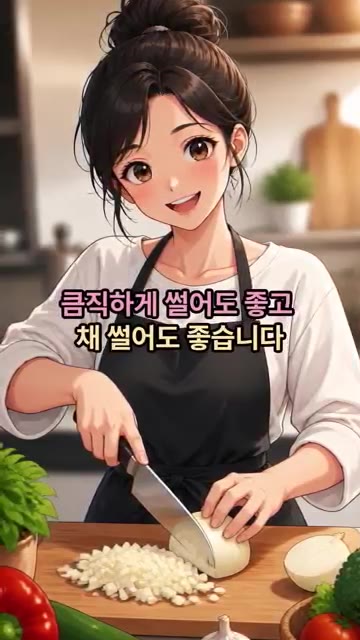 준비한 채소를 섞어줍니다. 중요한 것은 다 같이 어우러진다는 거예요. — 냉장고 파먹기 퓨전 덮밥 레시피
