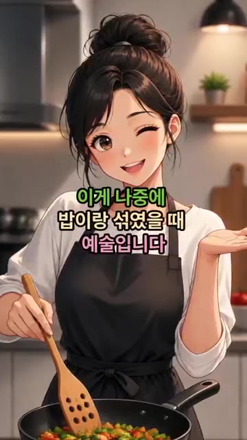 이것이 나중에 밥이랑 섞였을 때 예술입니다. — 냉장고 파먹기 퓨전 덮밥 레시피