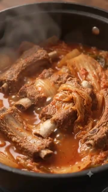 고춧가루, 다진 마늘, 국간장, 된장, 설탕을 넣는다. — 등갈비 김치찜 잡내 제로 부드러운 초간단 팁